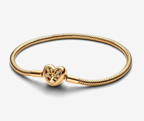 Náramek Pandora Family Tree Heart Clasp Snake Chain 14k gold plating 563516C01-19